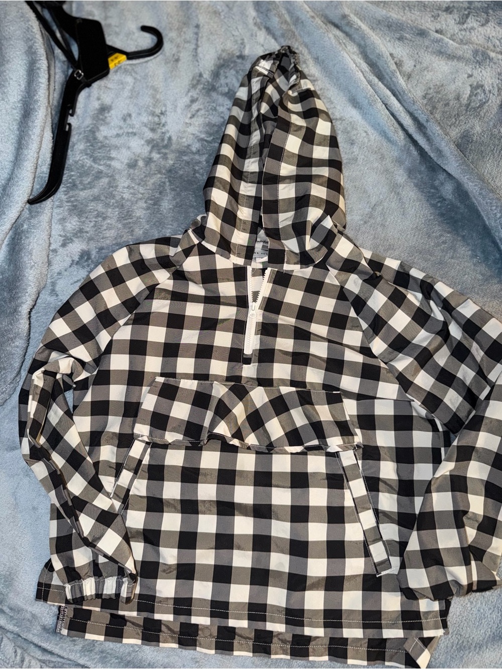 Free Assembly Black and White Buffalo Checkered Rain Coat